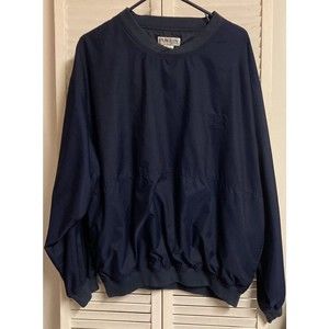 PENGUIN Sport Navy Blue Long Sleeve Lined Pullover Windbreaker Pockets Mens XL